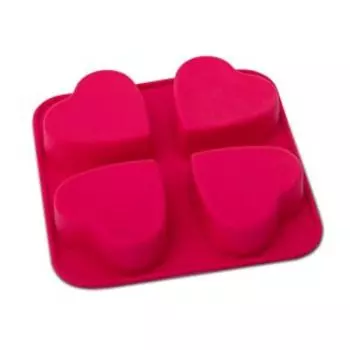 Форма для выпечки Сердца, 4 маффина, 15х15х3 см, силикон