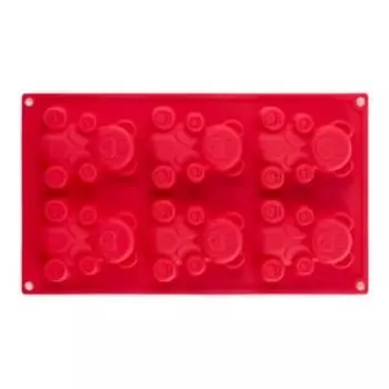 Форма для выпечки Walmer Bears, 6 кексов, 30.5x18x2 см, красный, силикон