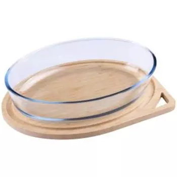 Форма для запекания Mallony Cristallino, 2.4 л, бамбук/стекло