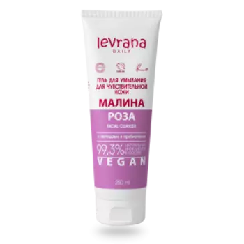 гель д/умывания LEVRANA Малина и роза для чувствительной кожи с протеинами и пребиотиком, 250 мл