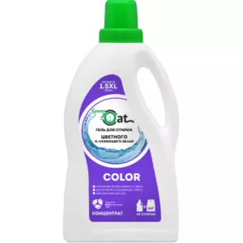 Гель для стирки Green Cat, 1.5 л, для цветного и линяющего белья
