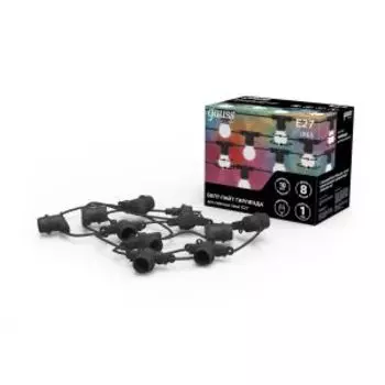 Гирлянда Gauss Белт Лайт Holiday для сменных ламп, 8 м, Е27, 10 ламп, IP65, черный