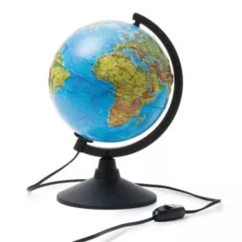 Глобус физико-политический с подсветкой, рельефный, 21 см