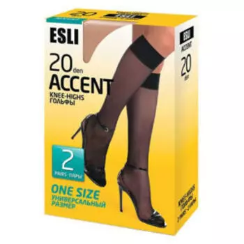 Гольфы женские Esli Accent 20, р.23-25, visone, 2 пары