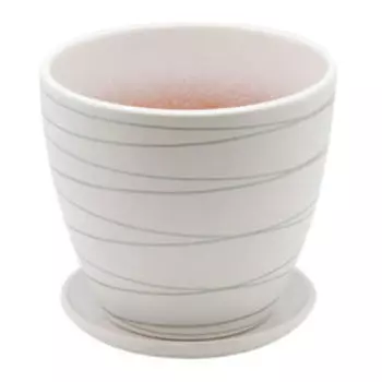 Горшок белый с поддоном, 1,4л, керамика, 14,5х14,5х13см