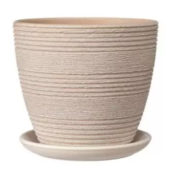 Горшок для цветов Халва с поддоном, 1.4 л, керамика, бежевый крокус
