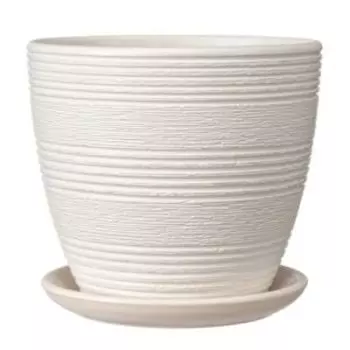 Горшок для цветов Халва с поддоном, 1.4 л, керамика, белый крокус