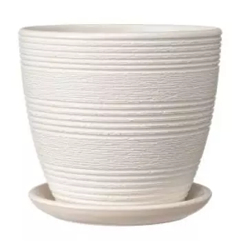 Горшок для цветов Халва с поддоном, 2.3 л, керамика, белый крокус