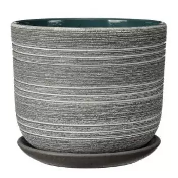 Горшок для цветов Лофт с поддоном, 0.8 л, керамика, серо-белый бук