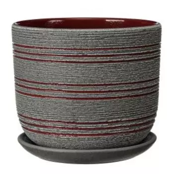 Горшок для цветов Лофт с поддоном, 2.9 л, керамика, серо-красный бук