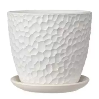 Горшок для цветов Манго с поддоном, 2.15 л, белый бутон, бетон