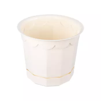 Горшок для цветов с поддоном, 16 см, 1.6 л, пластик, молочный