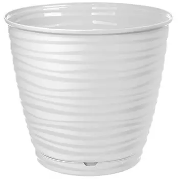 Горшок для цветов Саффрон с поддоном, 14.6 см, 1.5 л, белый