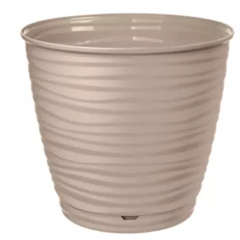 Горшок для цветов Саффрон с поддоном, 14.6 см, 1.5 л, бежевый