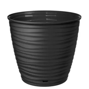 Горшок для цветов Саффрон с поддоном, 14.6 см, 1.5 л, черный