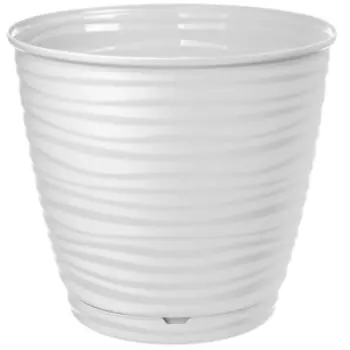 Горшок для цветов Саффрон с поддоном, 22.4 см, 5.4 л, белый