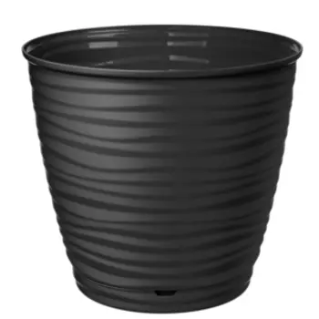 Горшок для цветов Саффрон с поддоном, 22.4 см, 5.4 л, черный