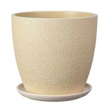 Горшок для цветов Саванна с поддоном, 13 л, бежевый бутон, бетон