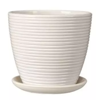 Горшок для цветов Спираль с поддоном, 12 см, 0,7 л, белый крокус