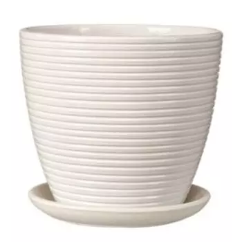 Горшок для цветов Спираль с поддоном, 15 см, 1,4 л, белый крокус
