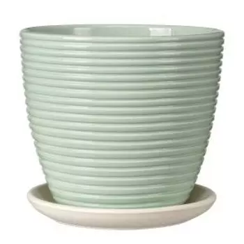 Горшок для цветов Спираль с поддоном, 15 см, 1,4 л, бирюзовый крокус