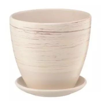 Горшок для цветов Волна с подставкой, 14.5 см, 1.4 л, бежевый