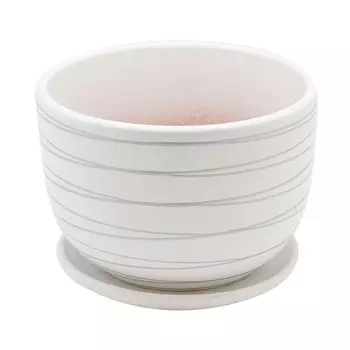 Горшок керамический с подставкой, 1.05 л, 14,3х14,3х10,5 см, белый