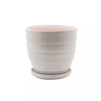 Горшок керамический с подставкой, 4.7 л, 21х21х20 см, белый