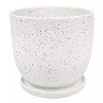 Горшок керамический Терраццо с подставкой, 4.7 л, 21.5х21.5х20 см, белый