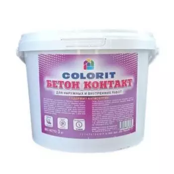 Грунт акриловый Колорит Бетон контакт, 3 кг