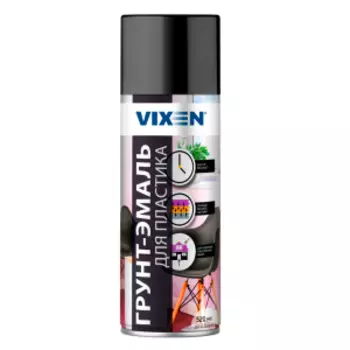 Грунт-эмаль для пластика Vixen, RAL 9005, черный матовый, 520 мл