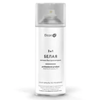 Грунт-эмаль по ржавчине Elcon 3в1, матовая, белая, 520 мл, аэрозоль