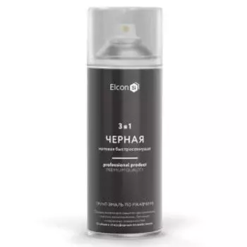 Грунт-эмаль по ржавчине Elcon 3в1, матовая, черная, 520 мл, аэрозоль