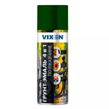 Грунт-эмаль по ржавчине Vixen 4 в 1, RAL 6005, зеленый мох, 520 мл