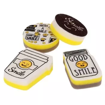 Губки для мытья посуды Smile, 4 шт