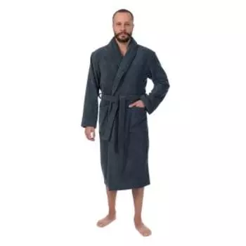 халат махровый мужской CLEANELLY Юнионе, размер: 48, гладкокрашеный,серый, 400г/м2, 100%хл.