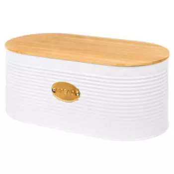 Хлебница Белая, 34х18х14 см, бамбук/металл