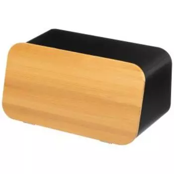 Хлебница Elan Gallery, 34х19х19 см, с бамбуковой крышкой-доской, металл/бамбук, черный