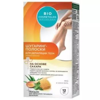 Iугаринг-полоски Bio Cosmetolog Professional, для тела, мед и алоэ вера, 12 полосок