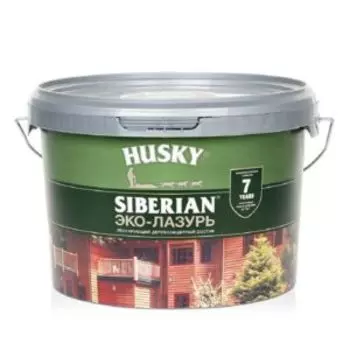 Эко-лазурь лессирующая Husky Siberian, полуматовая, белая, 2.5 л