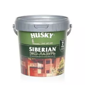 Эко-лазурь лессирующая Husky Siberian, полуматовая, бесцветная, 0.9 л, база Т