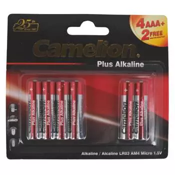 Элемент питания Camelion Plus Alkaline, LR03, 6 шт