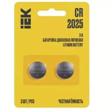 Элемент питания IEK, CR2025, 2 шт