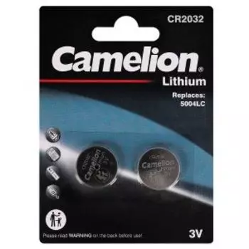 Элемент питания литиевый Camelion, CR2032, 2 шт