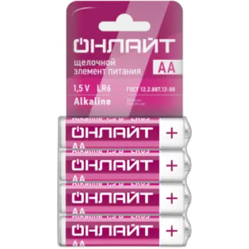 Элемент питания Онлайт, АА, 4 шт