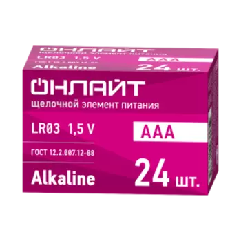 Элемент питания Онлайт, ААА, 24 шт