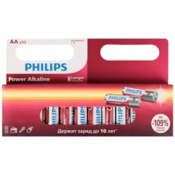 Элемент питания Philips Power, алкалиновый, 1.5 В, АА, 12 шт