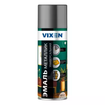Эмаль акриловая универсальная Vixen Металлик, алюминий, 520 мл
