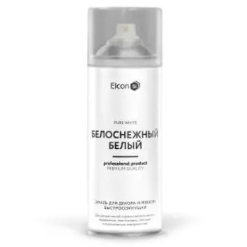 Эмаль для декора и мебели быстросохнущая Elcon, белоснежный белый, 520 мл, аэрозоль