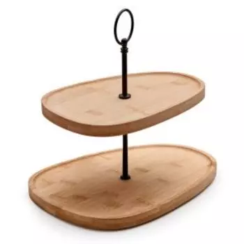 Этажерка 2-х ярусная Apollo Formaje, 26х20 см, бамбук/сталь